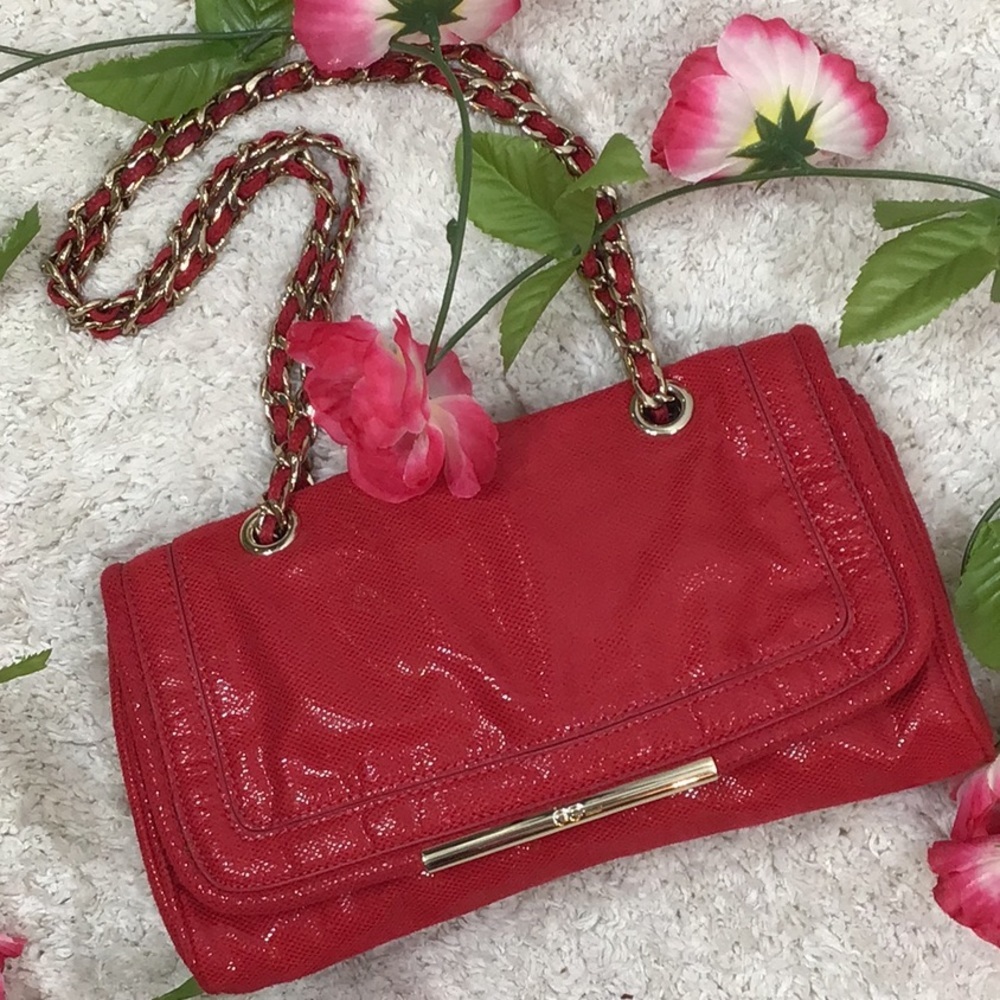 Cloe metallic red shoulder/crossbody bag